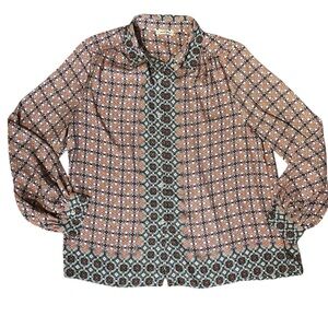 Max Studio Patterned Long Sleeve Blouse. Size XL. 24" Pit to Pit 26" Length